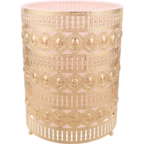 HONMEET Decorative Iron Trash Can, Middle Eastern Style Wastebasket Garbage Bin for Bathroom, Bedroom, Office, Home Decor