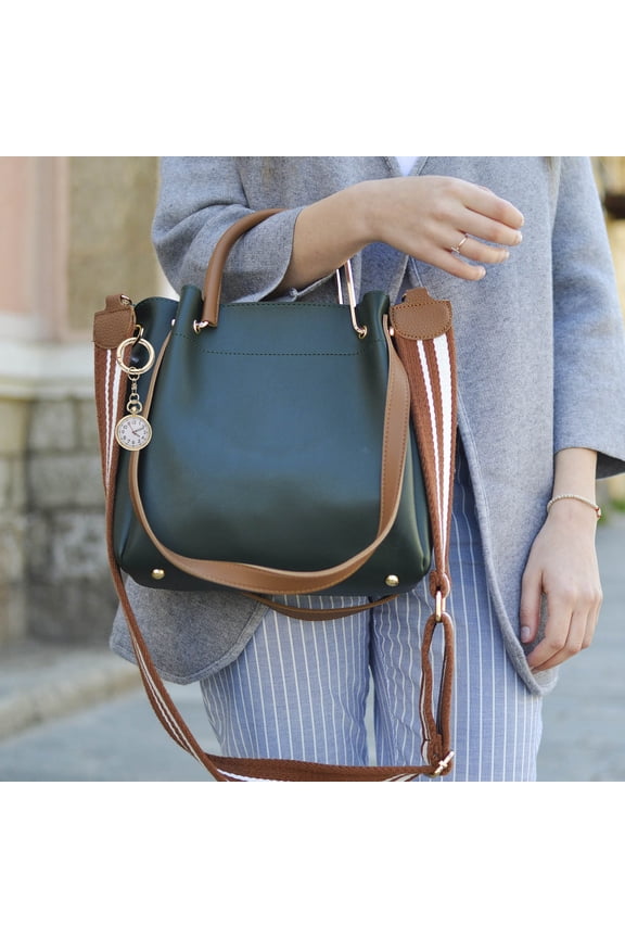 Stylish Golden Pocket Quartz Watch with Key Buckle for Portable Hanging Use