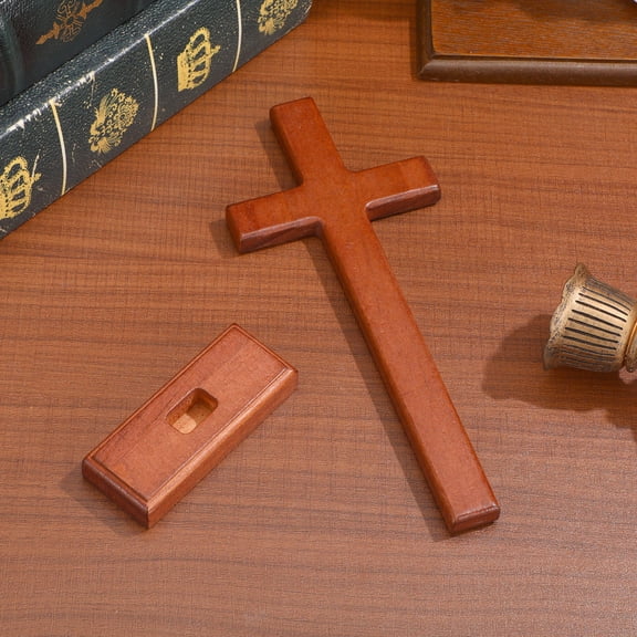 HONMEET Tabletop Cross Wooden Cross Decor Light Brown for Spiritual Growth 1Pack