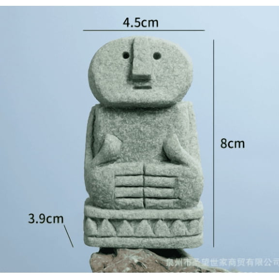 HONMEET Primitive Stone Figurine Olive Green with Detailed Craftsmanship for Zen Desk
