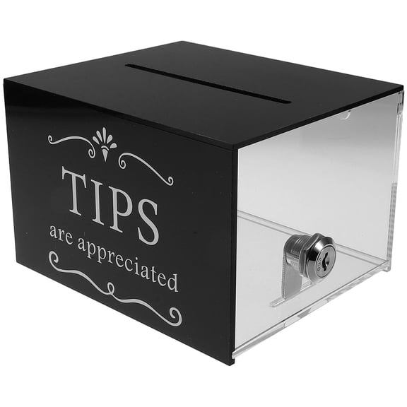 HONMEET Large Transparent Acrylic Donation Tip Box with Lock, Multipurpose Collection Container for Bars and Events