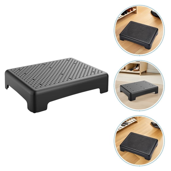 HONMEET Black Small Step Stool for Seniors and Adults, Plastic Support Stool for Home Use, 1 Pack