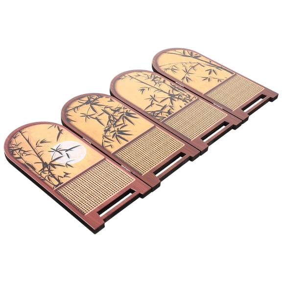 HONMEET Traditional Chinese Folding Screen Desk Ornament with Bamboo Pattern for Decorative Desktop Partition