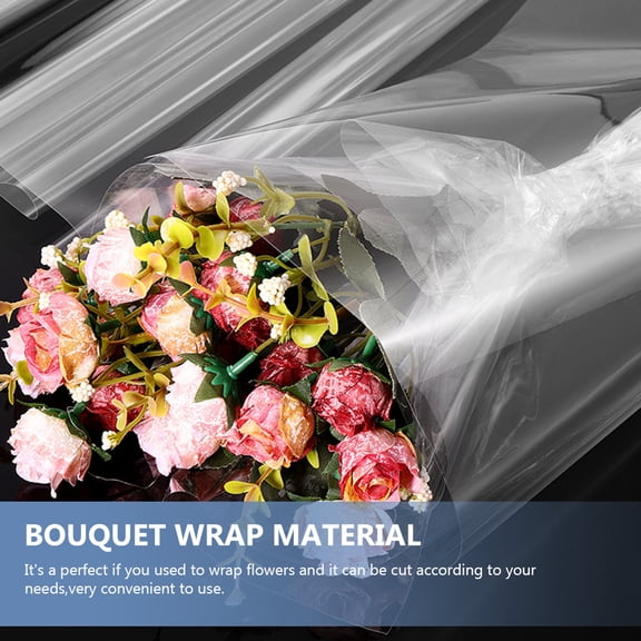 HONMEET Clear Cellophane Wrap Roll for Flower Bouquets, Decorative Wrapping Material for and Floral Arrangements