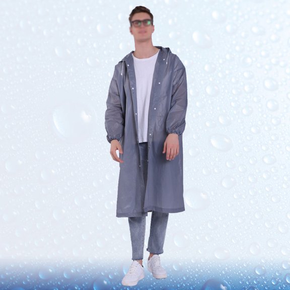 HONMEET Travel Rain Poncho Adult Grey EVA Waterproof Emergency Use Raincoat 1Set