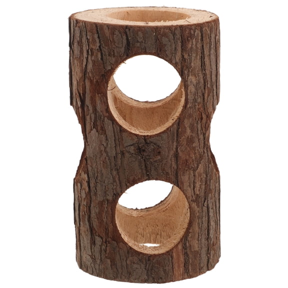 HONMEET Wooden Hamster Tunnel Hideout, Hollow Tree Tube Chew Toy, Small Animal Habitat Accessory for Gerbil, Mouse, Rat Pets