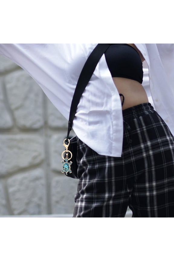 Turtle Decor Keychain Rhinestone Hanging Decor Zinc Alloy 1Set Pendant Decoration for Friends