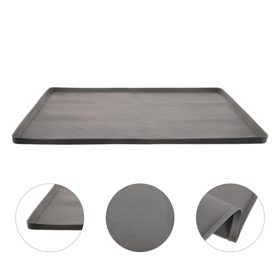 HONMEET Under Garbage Can Mat Grey Honeycomb Pattern Silicone Waterproof Non Slip Floor Protector