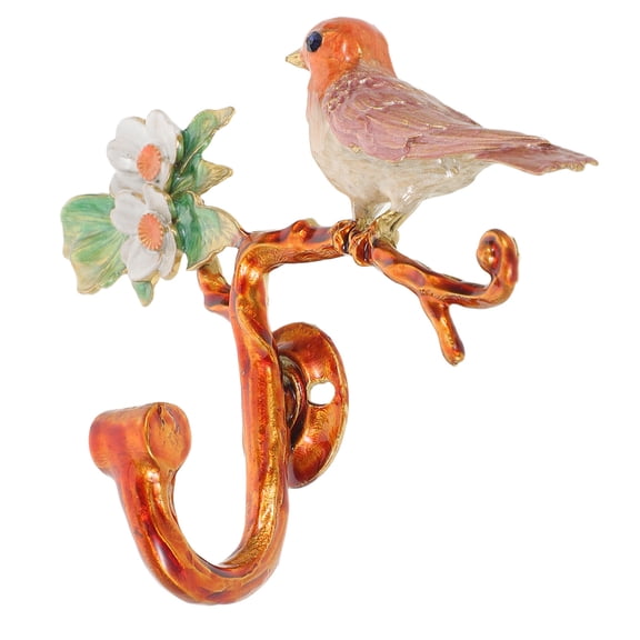 HONMEET Antique Style Bird on Branch Metal Wall Hooks Golden Decorative Coat and Hat Holder
