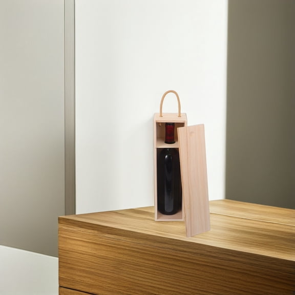 HONMEET Vintage Wooden Wine Box Single Bottle Case with Handle for Wine Storage and Packaging
