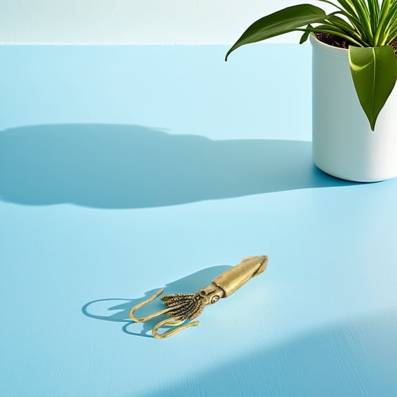 HONMEET Vintage Brass Cuttlefish Statue Creative Tabletop Animal Decor with Stable Flat Bottom