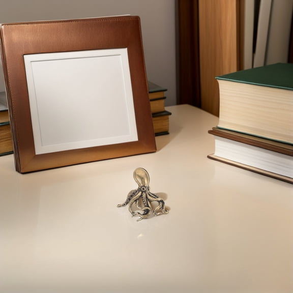 HONMEET Vintage Brass Octopus Sculpture Sea Animal Figurine for Desk and Bookshelf Decor