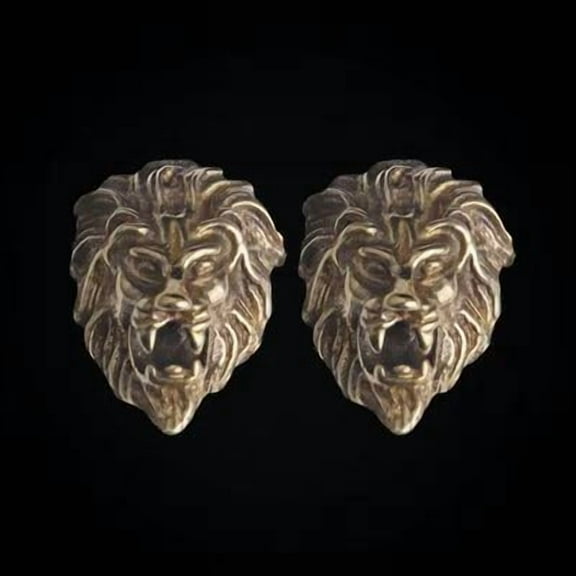 HONMEET Antique Style Lion Sewing Buttons, Golden Brass, 2 Pieces, Craft Supplies for Clothing and Accessories