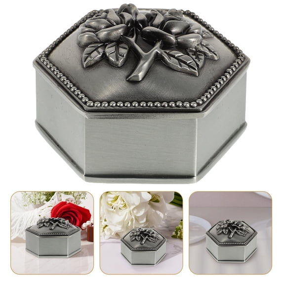 HONMEET Vintage Mini Jewelry Organizer Box, Metal Jewelry Storage Case, Compact and Stylish for , Earrings, Necklaces