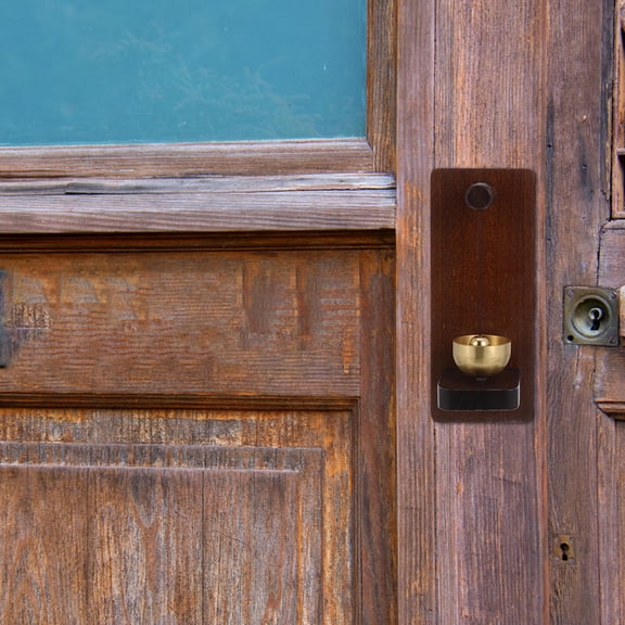 HONMEET Vintage Wooden Doorbell with Brass Bell for Home Door Decorative Chime and , Shopkeeper Style