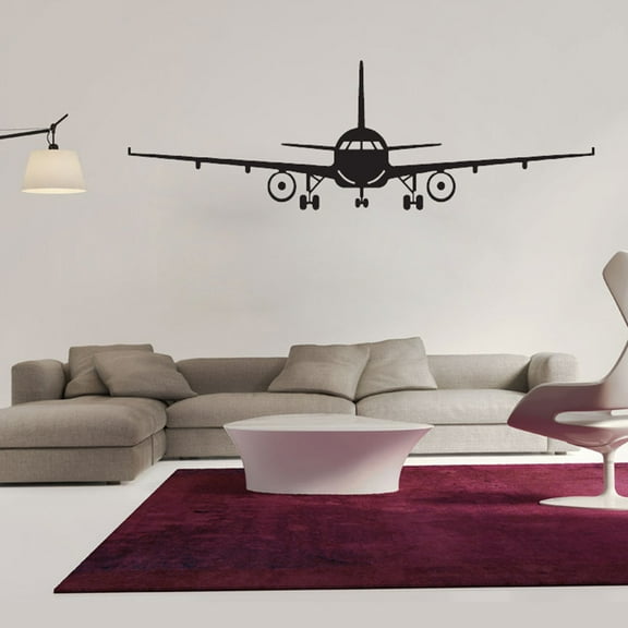 HONMEET Wall Sticker Airplane Self-Adhesive Waterproof PVC Black for Living Room Home Decoration 1Pack