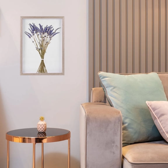 HONMEET Grey Walnut Wood U-Shaped Photo Frame with Dried Flower Display, 1 Pack Decorative Picture Holder