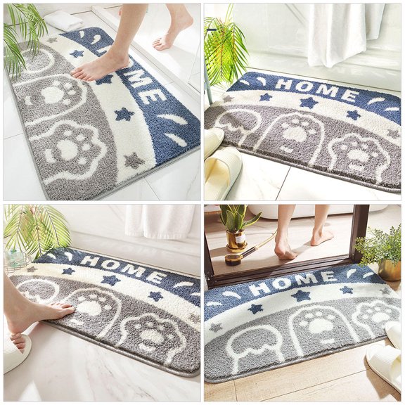 HONMEET Warm Fluff Floor Mat with Anti Skid Rubber Backing for Bathroom and Living Room