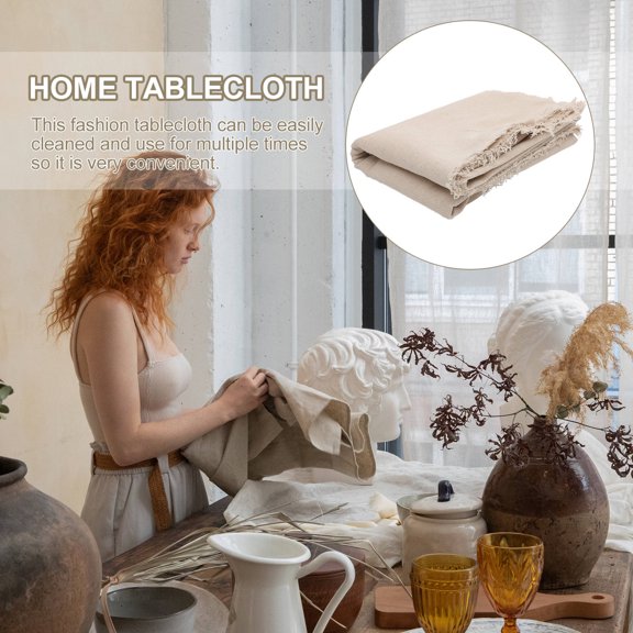 HONMEET Plain Beige Linen Table Mat Wear Resistant Decorative Dining Placemat