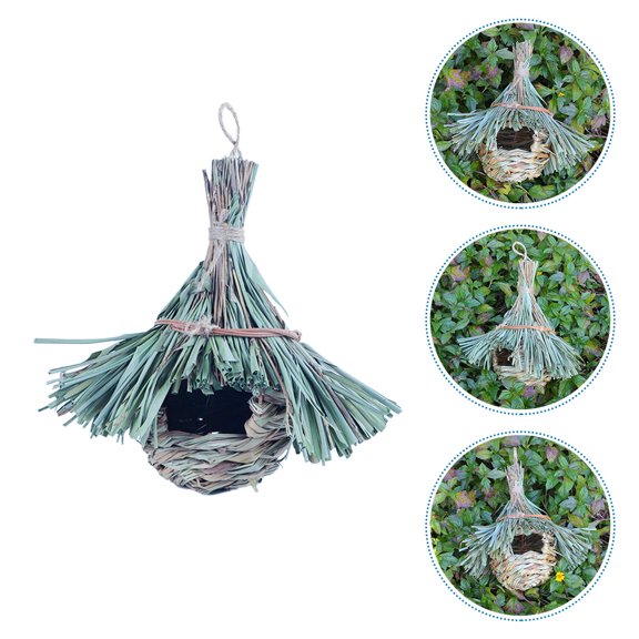 HONMEET Wear-Resistant Bird Nest Crafted from Straw for Hanging Parrot House Decoration