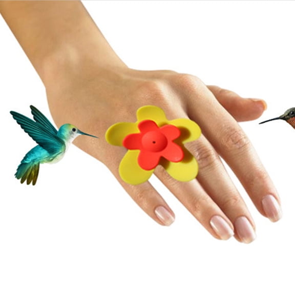 HONMEET Yellow Silicone Hummingbird Feeder Ring Handheld for Outdoor Bird Feeding