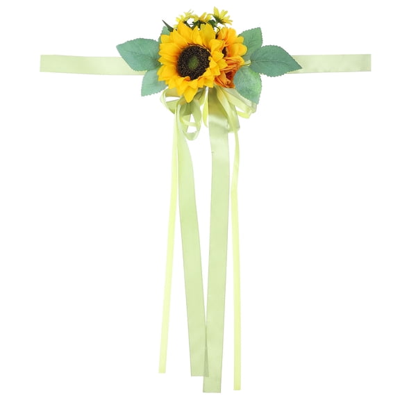 HONMEET Wedding Chair Back Flower Decoration 1Pack Round Satin Green 56.00X25.50X13.50Cm For Chair And Arches