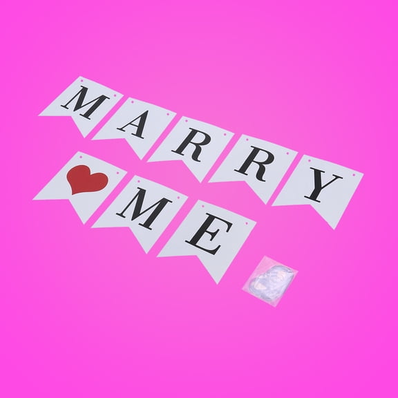 HONMEET Romantic Wedding Garland Banner, Marry Me Bunting Paper Flags Decoration for Celebration and Proposal