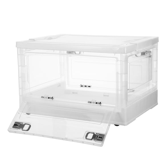 HONMEET White Rolling File Organizer with Lid, Foldable Storage Box for Office and Home Use, Portable Document Holder