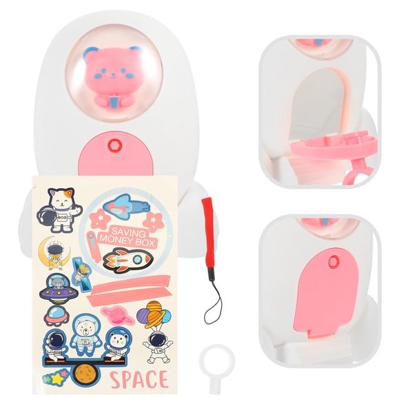 HONMEET White Rocket Bank Coin Storage Box with Adorable Shape for Room Decor and Money Saving