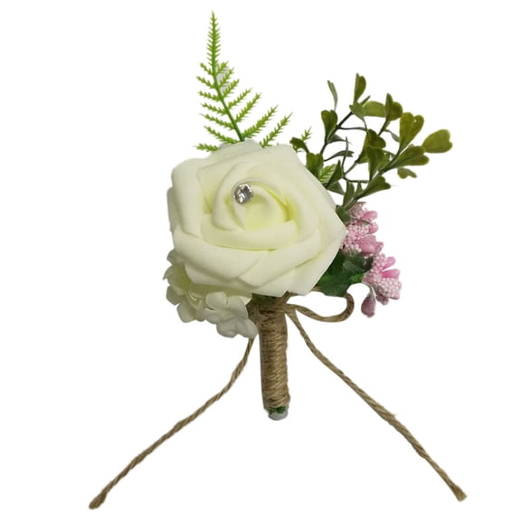 HONMEET White Rose Corsage Wedding Boutonniere Bridal Pin Brooch Artificial Flower for Bride Groom Prom