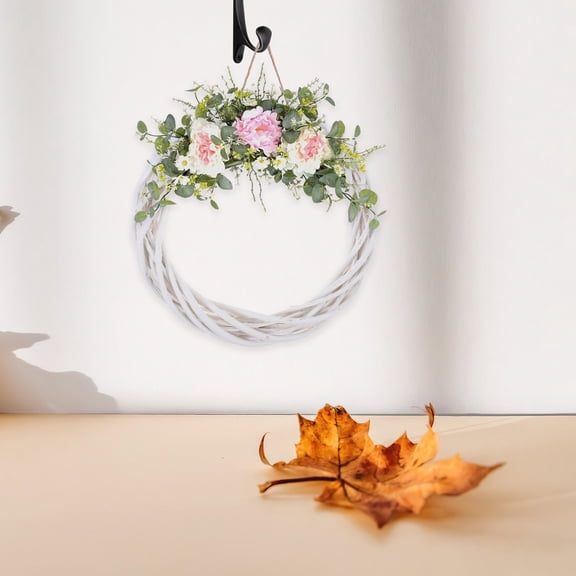 HONMEET White Rustic Woven Willow Wreath for Indoor Decorative Display
