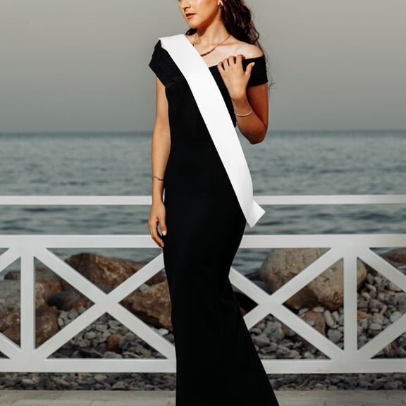 HONMEET White Sash Blank Plain Accessory for Bridal Shower Wedding Graduation Prom