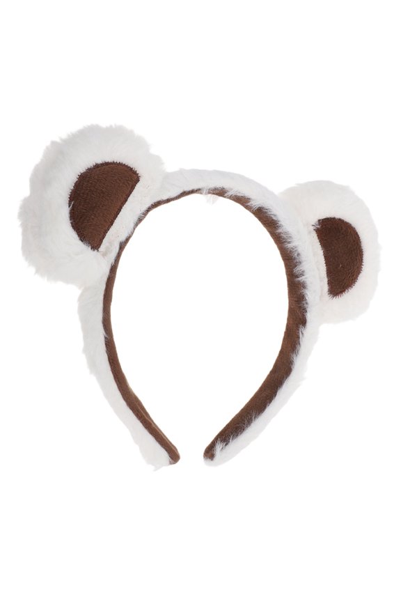 Soft Plush White Bear Ear Headband Cute Animal Hairband for Home Use and Costume