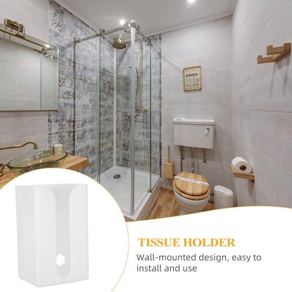 HONMEET White Wall Mounted Tissue Box, Large Capacity, Easy Install, No Trace Adhesive