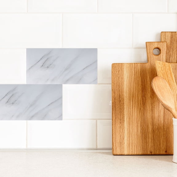 HONMEET White Waterproof Tile Wall Sticker for Kitchen Backsplash and Fireplace Easy to Install