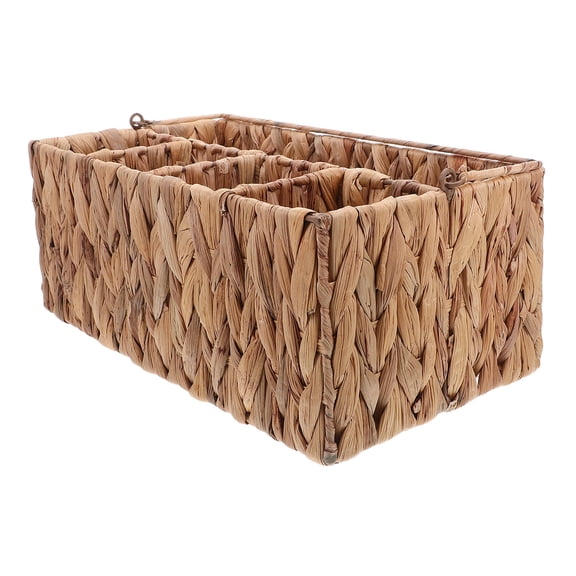 HONMEET Wicker Utensil Holder and Flatware Organizer with Multiple Compartments, Perfect for Outdoor Dining and Kitchen Storage
