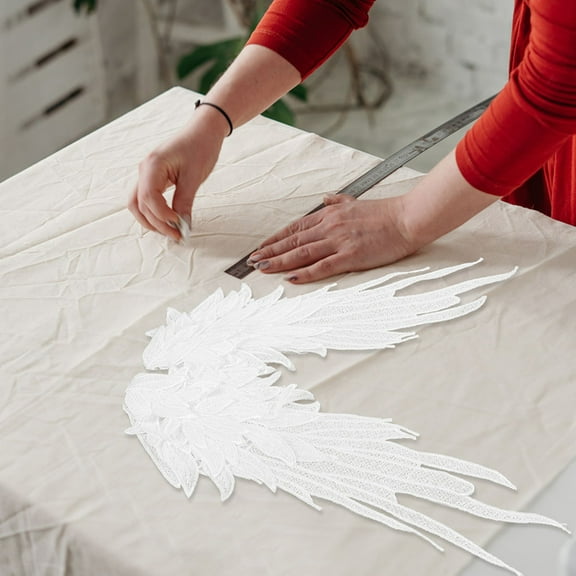 HONMEET White Polyester Embroidered Applique Patch for Crafts, Sewing, Clothing Decoration