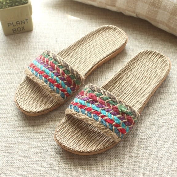 HONMEET Women’s Linen Indoor Slippers Lightweight Breathable House Shoes Comfortable Assorted Colors for Home