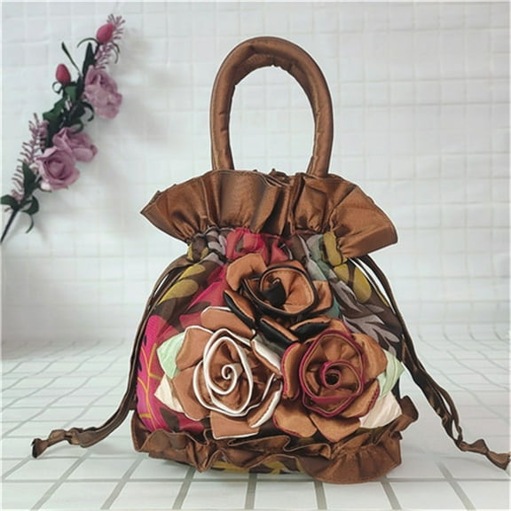 HONMEET Women Bucket Bag: Flower Evening Clutch Purse - Fashion Bucket Handbag - Formal Wedding Guest Bag - Banquet Lady Dress Purse