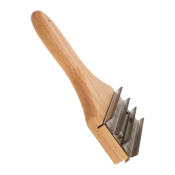 HONMEET Wood Handle Buffing Wheel Rake with Elastic Metal Teeth for Efficient Garden Wheel Maintenance