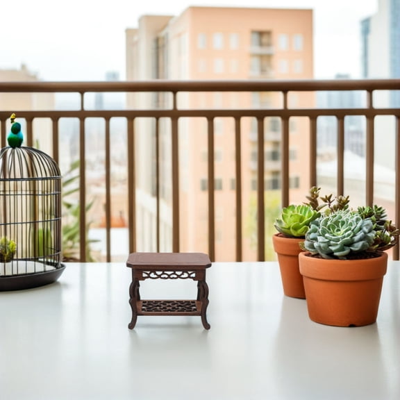 HONMEET Wooden Flowerpot Stand Coffee Color, Artisan Style Plant Display Base for Indoor Outdoor Decorative Use