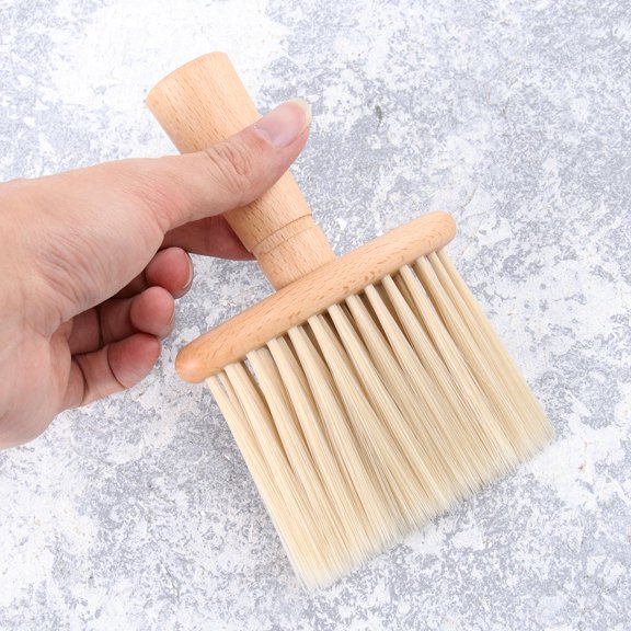 HONMEET wood handle hair brush Beige Salon Neck Duster 1 Pack