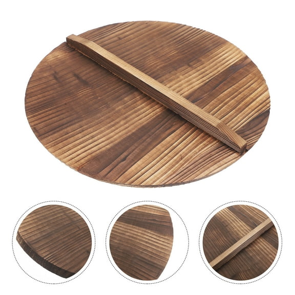 HONMEET 14 Inch Wooden Wok Lid for Large Pots, Heat Retaining, Anti-Overflow Kitchen Accessory, Cooking Cover