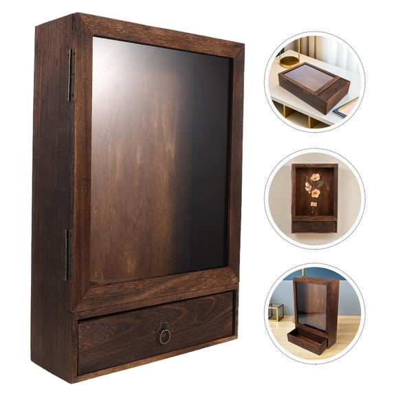 HONMEET Vertical Wooden Shadow Box Display Case with Clear Window for Butterfly and Flower Presentation