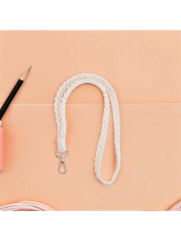 Boho Hand Woven Cotton Rope Keychain Lanyard Necklace for Keys