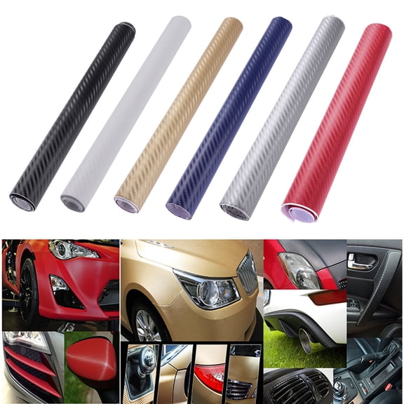 HONMEET Self Adhesive Carbon Fiber Film Black Car Wrap Decals for Vehicle