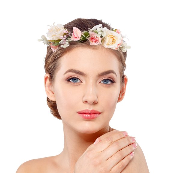 HONMEET Wreath Headdress Floral Hoop Crown Hair Decoration Yellow 1Pack