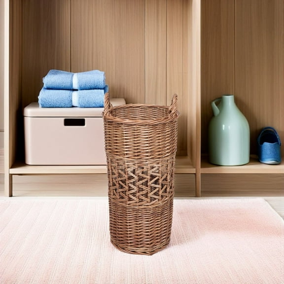 HONMEET Yoga Mat Storage Basket with Sturdy Handle, Portable Rattan Organizer for Home, Gym, and Office Use