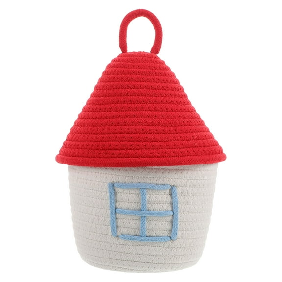 HONMEET Woven Decorative Basket with Multi Cotton Thread, Creative House-Shaped Design for Home Storage and Organization