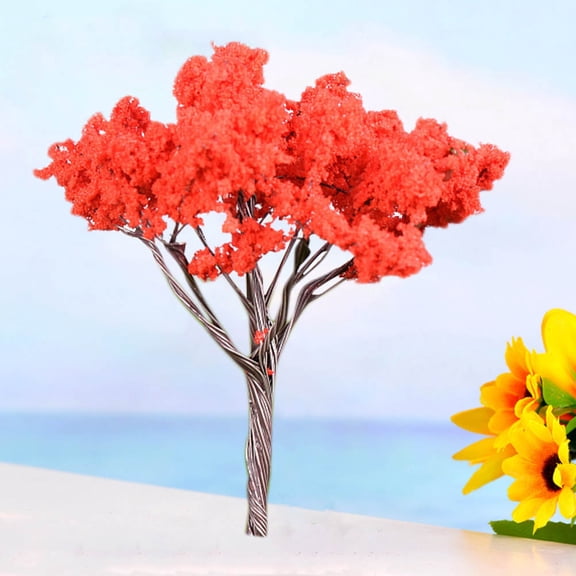 HONMEET artificial plants tree Simulation Tree Red Plastic House Decoration 1Pcs
